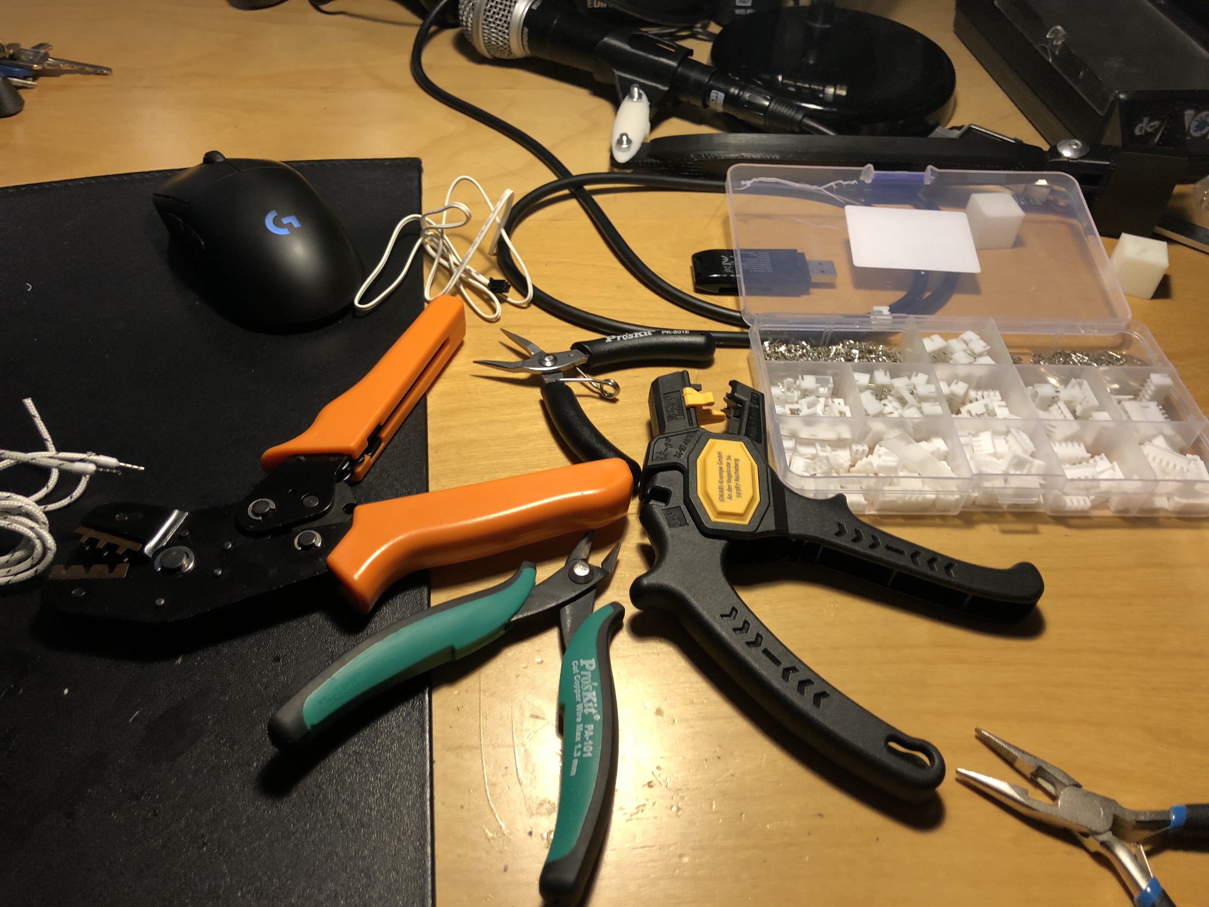 Crimping tools and wire strippers.