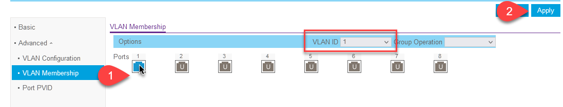 VLAN configuration in Netgear switches