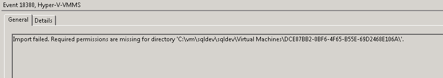 Event viewer showing cause of disappearing virtual machine