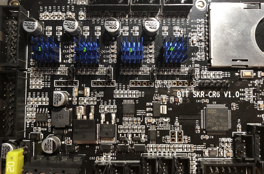 BTT SKR CR6 motherboard heat sinks mounted