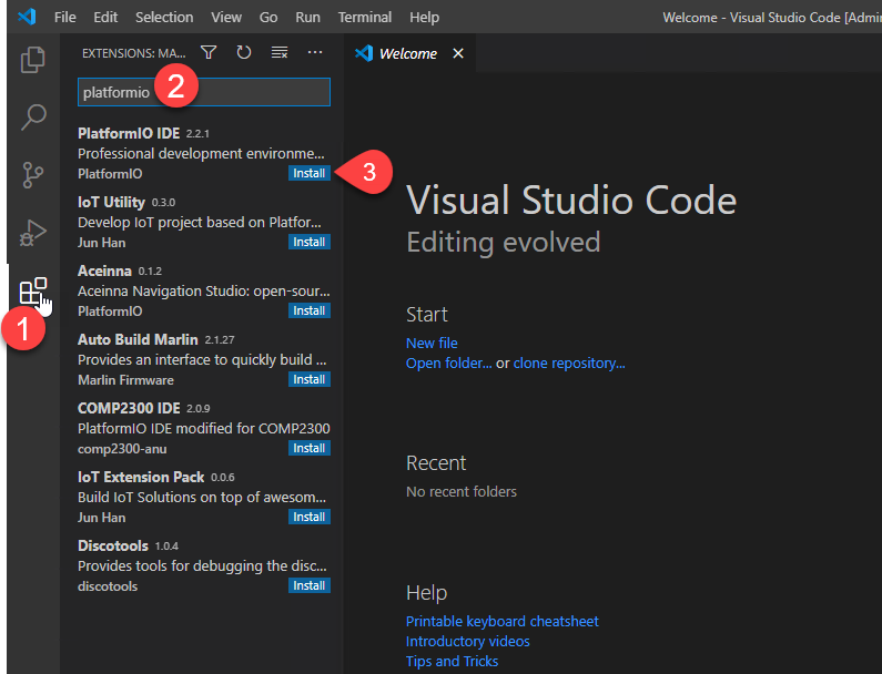 Visual Studio Code - Platform.io installation