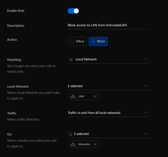 Unifi - block VLAN traffic